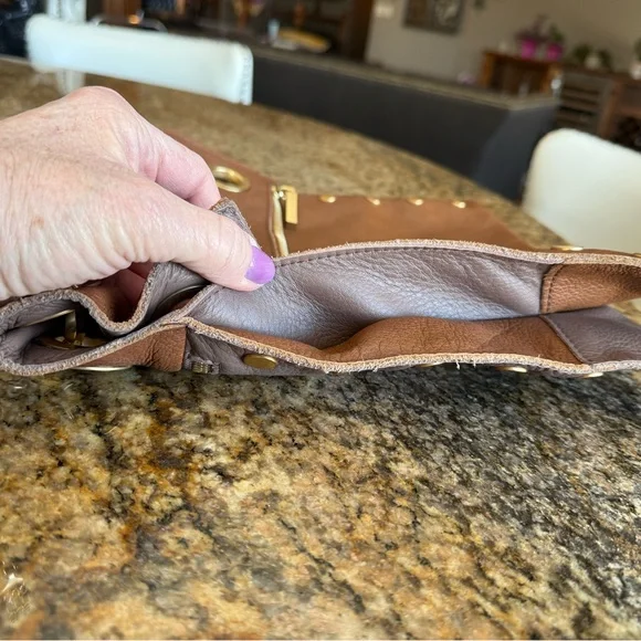 Hammitt Two Tone Large Brown Reversible Montana Crossbody Bag with Gold Accents - Picture 8 of 9